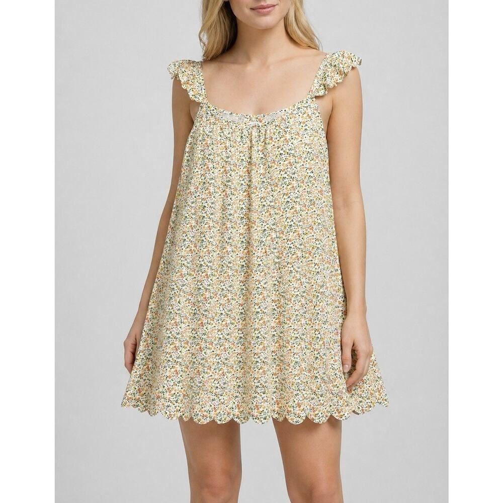 Piyama Indah Wing Nightie Sleepwear Womens XL Cotton Floret Green Dress Cottage
